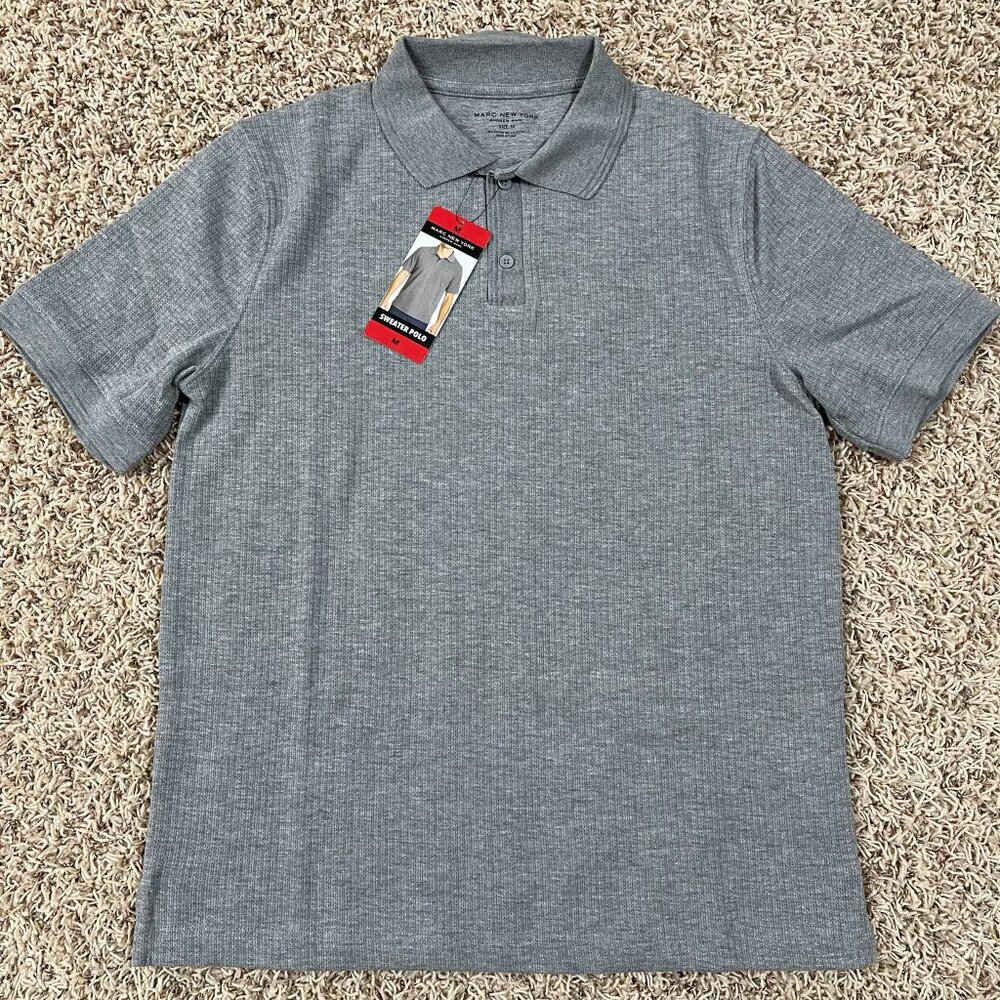 Marc New York Men's Sweater Polo Shirt Gray, Size Medium (New)